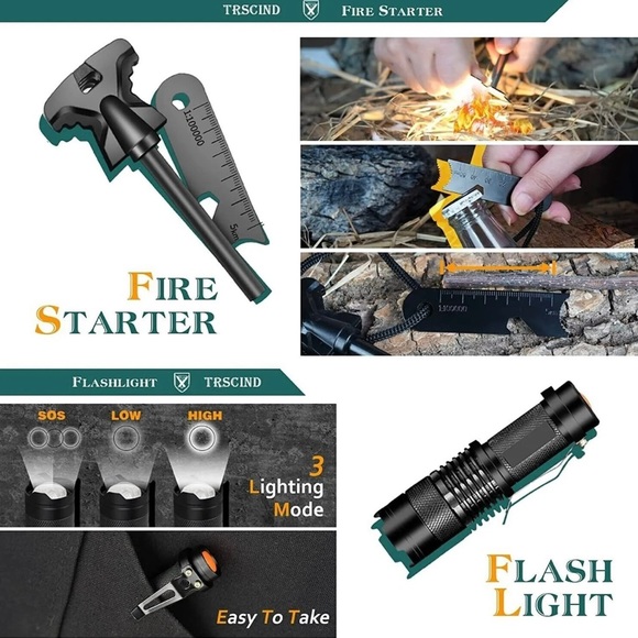 13 in 1 Multi-Tool Kit Hunting Camping Gear Survival Tool Outdoor for Men Gift - Picture 3 of 6